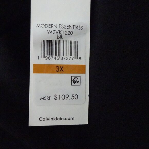 Calvin Klein Wide Leg Pants Women's Plus Size 3X Black Elastic Waist Work Career - Picture 9 of 11